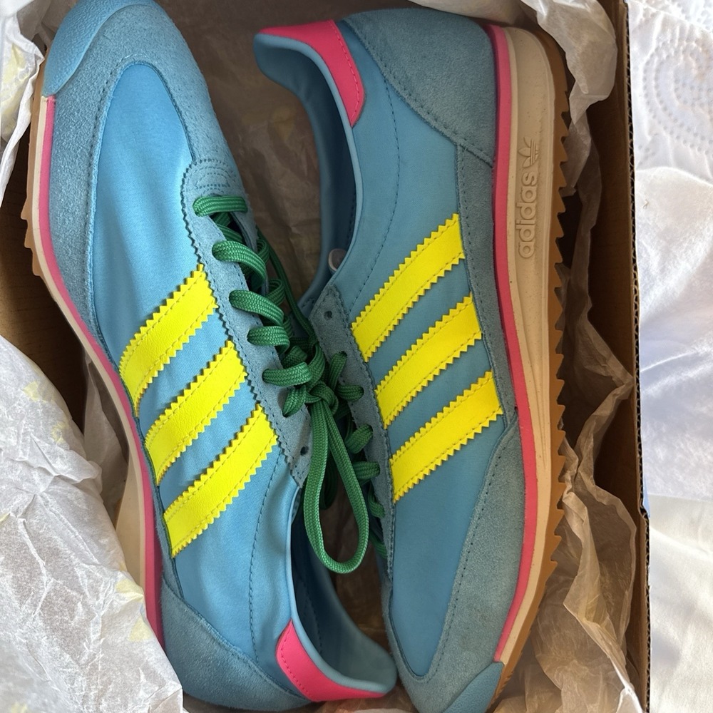 New Adidas Women's SL 72 OG Shoes - Sky Rush / Solar Yellow (JI0196) Size 8